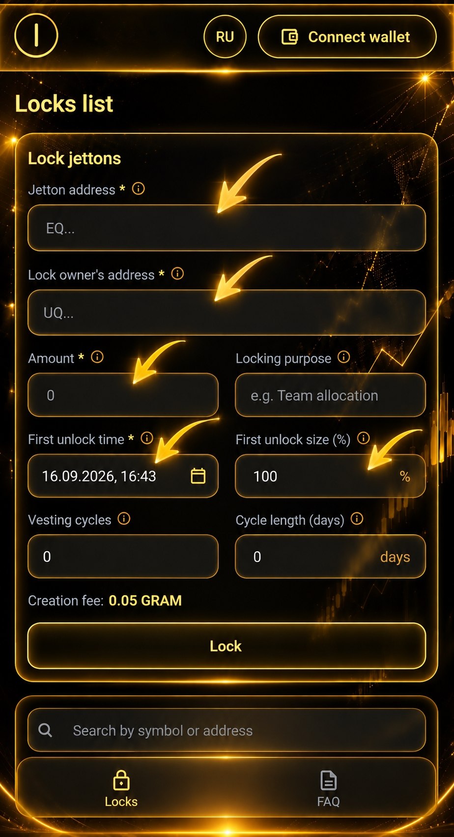 Example of the correct ATF lock fields